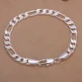 Bracelets fins en argent regardé 925 pour hommes et femmes chaîne en argent Figaro bijoux de