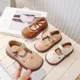 Chaussures en cuir brodées de fleurs pour enfants chaussures plates pour filles décontractées