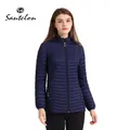 SANTELON-Manteau matelassé mi-long pour femme Parka chaude Capuche avec poignées amovibles Veste