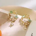 Boucles d'Oreilles Exquises en Forme de Fleur et Papillon pour Femme Bijoux Brillants en Zircon