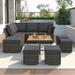 17 Stories Derrynaseer 8 - Person Outdoor Seating Group w/ Cushions Synthetic Wicker/Wood/All - Weather Wicker/Wicker/Rattan in Gray | Wayfair