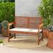 Red Barrel Studio® 2-Person Solid Wood Patio Bench w/ Backrest & Cushion | Wayfair 06B8C7C05CB249118C140E660473EBE8
