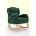 Ebern Designs Teddy Fabric Rocking Chair w/ Packet Wood Legs in Green | Wayfair 680363FF2471446A944D07F51B1F93C7