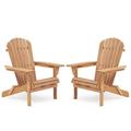 Highland Dunes Wood Lounge Patio Chair For Garden Outdoor Wooden Folding Adirondack Chair Set Of 2 Solid Cedar Wood | Wayfair