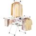 Rebrilliant Clothes Drying Rack, Foldable 2-Level Laundry Drying Rack, Free-Standing Airer, 1 Additional Tall Hanging Bar, 2 Height-Adjustable Wings | Wayfair