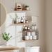 17 Stories 4+1 Tier Floating Shelves, Bathroom Shelves Over Toilet w/ Wire Storage Basket, Wall Mounted Floating Shelf Organizer, Rustic Brown | Wayfair