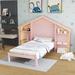 Harper Orchard Clairevale Bookcase Storage Bed in Pink | 57.6 H x 89.7 W x 77.6 D in | Wayfair C91F004C298A4715AAEEC5EC78121DB0