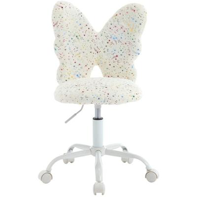 Kinderstuhl höhenverstellbar für Schlafzimmer aus Kunstfell Schmetterling Weiß Wahson Image