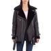 Faux Shearling Trim Faux Leather Biker Jacket