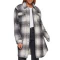 Plaid Faux Shearling Lined Long Shirt Jacket