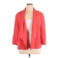 Sejour Blazer Jacket: Below Hip Red Print Jackets & Outerwear - Women's Size 16 Plus
