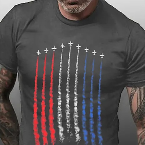 US Amerika 250 Jahre Jubiläum Veterans Day Herren Patriot Patriotisch Veteran Grafikdrucke Nationale Flagge T-Shirt Grafik Tee Baumwolle Kurzarm Grafik Shirt Schwarz Wein Rot Bequemes Tee Image