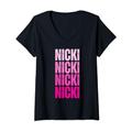 Damen Personalisierter Name Nicki I Love Nicki Vintage T-Shirt mit V-Ausschnitt