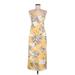 Amuse Society Casual Dress - Midi V-Neck Sleeveless: Yellow Print Dresses - New - Women's Size Medium