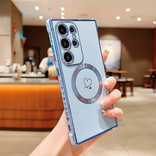 Handy Hülle Handyhüllen Für Samsung Galaxy S26 Ultra Plus S25 S24 S23 S22 S23 FE S21 Ultra Plus Rückseite Unterstützt kabelloses Laden Stoßfest Herz TPU Beschichtung Image