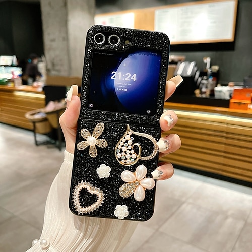 Handy Hülle Handyhüllen Für Samsung Galaxy Z Flip 7 Z Flip 6 Z Flip 5 Z Flip 4 Z Flip 3 für Frauen Mädchen Bling Glitzer glänzend Stoßfest Herz TPU Image