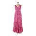 Talbots Casual Dress - A-Line V Neck Sleeveless: Pink Dresses - Women's Size 8