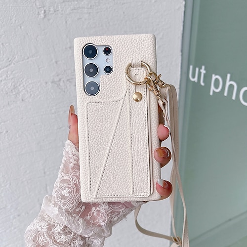 Handy Hülle Handyhüllen Für Samsung Galaxy S25 S24 S23 S22 Plus Ultra S23 FE A14 A34 A54 A24 A53 Rückseite Mit Ständer mit Trageriemen Kartenfach Retro TPU PU-Leder Image