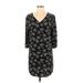 Old Navy Casual Dress - Shift V-Neck 3/4 sleeves: Black Print Dresses - Women's Size Small