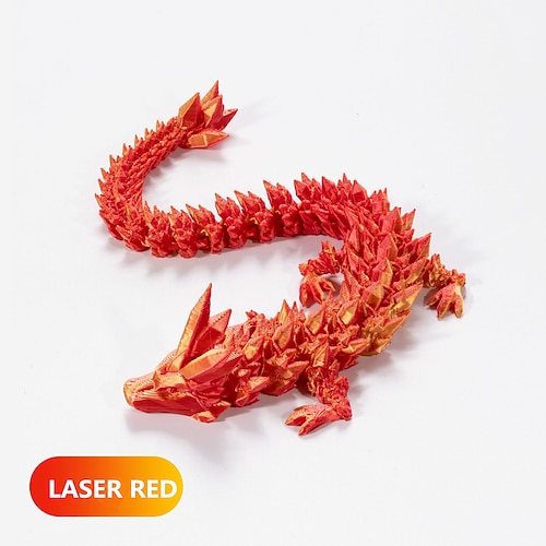 3D-gedruckter Kristalldrache, Edelsteindrache, 3D-bewegliches Drachenspielzeug, drehbar und Drache, chinesische, flexible, realistische Verzierung Image