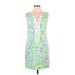 Lilly Pulitzer Cocktail Dress - Sheath V Neck Sleeveless: Green Dresses - Women's Size 6