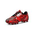 Eloshman Soccer Cleats Mens Big Kids Youth Firm Ground Soccer Cleats Boys Football Boots Training Sneakers Red 1Y