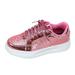ZHAGHMIN Fashion Platform Sneakers for Women Sequins Lace Up Casual Sports Shoes Breathable Pu Leather Outdoor Walking Tennis Board Shoes Pink Size10.5