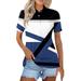 Knosfe Golf Polo Shirts for Women Dressy Collared Summer T Shirts Business Button Down V Neck Shirts Short Sleeve 2024 Floral Casual Tops Dark Blue XL