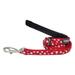 Red Dingo Dog Lead Design White Spots on Red - Small 6ft