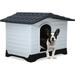 Indoor Outdoor Dog House Big Dog House Plastic Dog Houses for Small Medium Large Dogs 26 Inch High All Weather Dog House with Base Support House with Air Vents Elevated Floor Water Resistant