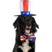 Pet Dog Independence Day Costume - Uncle Sam Dog Top Hat and American Flag Dog Bow tie Collar 4th July Pet Hat and Collar Costume Supplies for Dogs Cats Puppy Kitten (2Pcs)