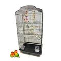 36 Birdcage Wrought Iron Bird Cage with Ladder and Hanging Swing Pet Parrot Cage with Slide out Tray and Fedder Cups Black