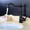 Kitchen Faucet,ORB Rotatable Retro Style Single Handle One Hole Standard Spout Centerset Contemporary Antique Kitchen Taps with Hot and Cold Switch