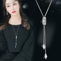 Korean Version Of Autumn And Winter Crystal Sweater Chain Necklace Wholesale High-end Women's Long Chain Versatile Tassel Pearl Pendant With Accessories