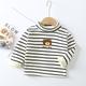 Kids Boys T shirt Tee Bear Stripe Long Sleeve Children Top Outdoor Fashion Daily Fall Winter Black and white stripes 7-13 Years