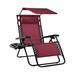 Zero Gravity Chair Folding Recliner with Adjustable Canopy Shade Patio Lounge Chair with Headrest Side Accessory Tray