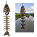 2PCS Fish Windchime Fish Skeleton Windchime Fish Bone Cast Iron Wind Chimes Vintage Metal Wind Chimes Outdoor Soothing