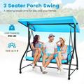 Laijoy 3 Seat Outdoor Porch Swing 2-in-1 Swing Glider with Adjustable Canopy Removable Cushions Curved handrails Outdoor Swing