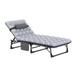 Cot Bed Reclining Folding Chaise with Soft Pillow and Pad for Sleeping Relaxation Modern Portable Adjustable 4-Position Lounge Chair for Traveling Camping Pool Beach Patio Outdoor Granite Grey