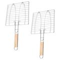 2 Pcs Camping Accessories Bbq Baskets Bbq Grill Baskets Beef Grilling Rack Camping Grilling Basket Meat Grill Rack Grilled Fishnet Barbecue Vegetable Wood