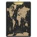 GZHJMY Vintage World Map Pattern Clipboard Standard A4 Letter Size Hardboard Office Clipboards with Low Profile Clip for Classrooms Offices Students-Gold Clip32 Whiteboard Clipboards