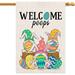 New Easter Flag Welcome Peeps Bunny Gnomes Easter Flags Large Burlap Yard Flag Spring Gnomes Eggs Rabbit