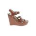 Sam Edelman Wedges: Brown Print Shoes - Women's Size 7 1/2 - Open Toe