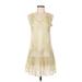 Frock and Frill Casual Dress - A-Line V Neck Sleeveless: Ivory Dresses - Women's Size 8