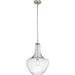 YGDU Everly 19.75 Kitchen Bell Pendant in Brushed Nickel 1-Light Clear Seeded Glass Pendant Light (19.75 H x 13.75 W) 42046NICS