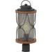 17â€™â€™ High Farmhouse 1-Light Outdoor Post Mount Light Clear Seeded Glass Shade and Meshed Metal Matte Black and Barnwood Finish Hardwired Lantern Head Bulb Not Included IN-0645-1-BK