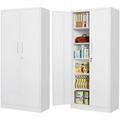 TJUNBOLIFE Metal Cabinets with Locking Doors Lockable Steel Cabinet with 2 Adjustable Shelves White Side Cabinets Small Metal Cabinet for Home Office Garage and Utility Room Hallwa
