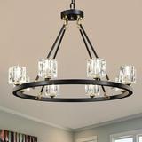 Dining Room Light Fixture Modern Crystal Chandeleirs Semi Flush Mount Ceiling Light Fixture Black Metal Crystal Pendant Light for Kitchen Island Farmhouse Dining Room Living Room (10-Lights)â€¦