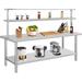 ATENOW 60 x 36 Stainless Steel Work Table NSF Heavy Duty Commercial Food Prep Worktable with Overshelves & Adjustable Shelf for Kitchen Prep Work