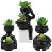 GHOJET 3Pcs Artificial Mini Potted Succulents Human-Shaped Potted Artificial Plants Mini Fake Succulent Plants with Ceramic Planter Pots Small Faux Succulents in Pots for Bathroom Desk Shelf Office